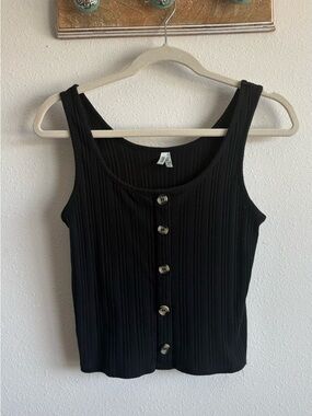 Mudd Black Ribbed Scoop-Neck Tank